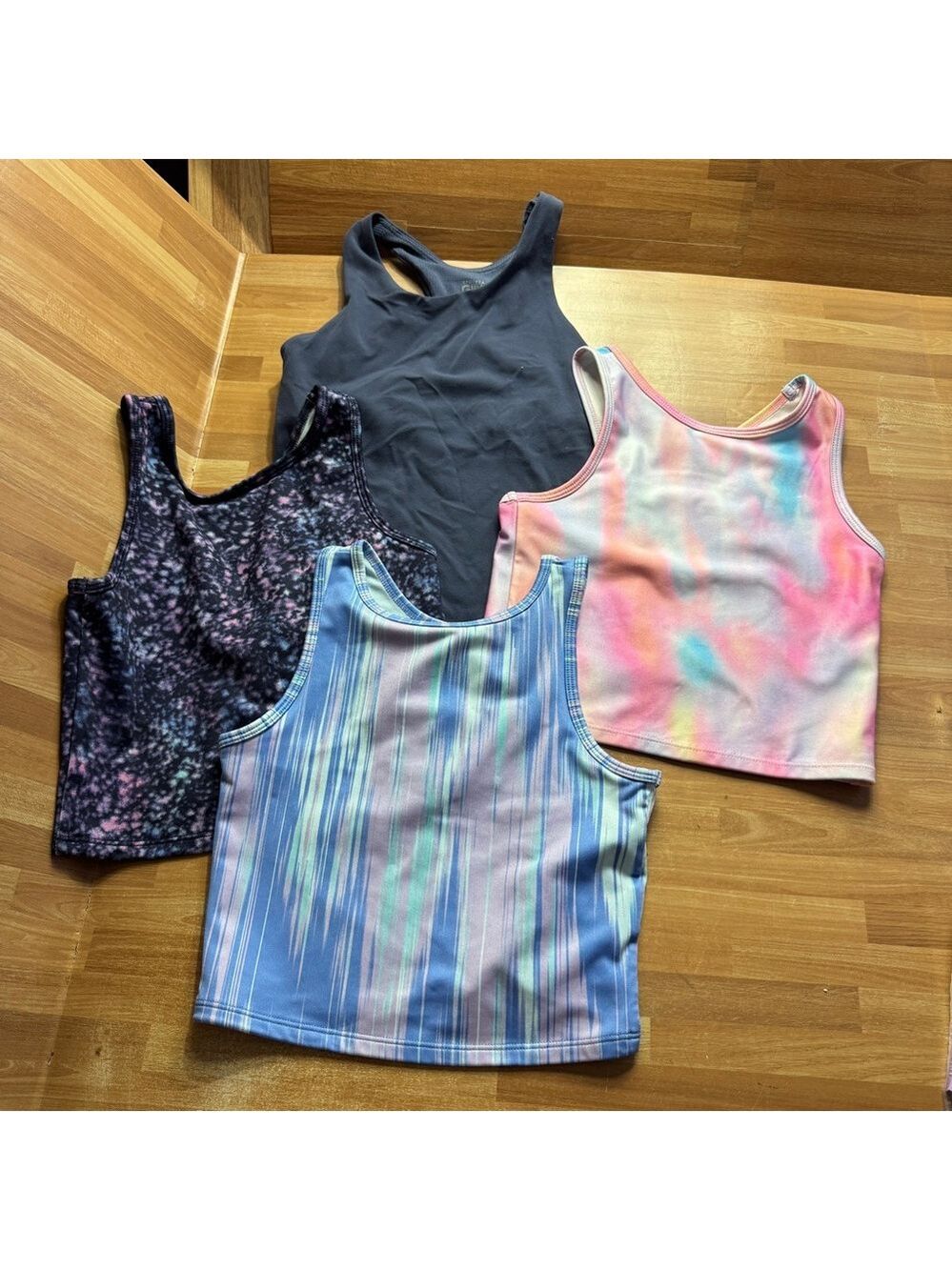 Zella tank top bundle size 8/10 tie dye black striped multi color